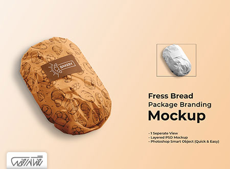طرح لایه باز موک آپ بسته بندی نان تازه - Fresh Bread Package Branding Mockup